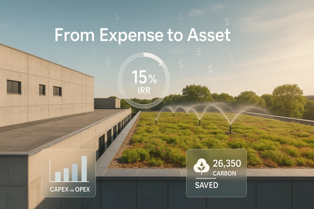 EcoWave.Green Life Cycle Economics Hub from expense to asset Concrete vs Green rooftop