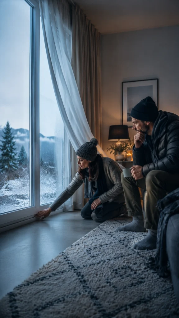 Thermal Comfort in winter evidence showing cold surfaces and draught clues